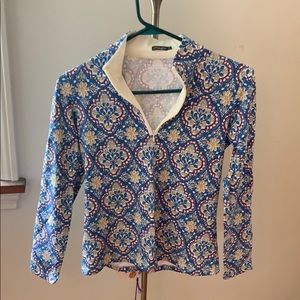 J. McLaughlin Patterned, Collared Blue pullover